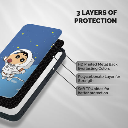 Astronaut Shinchan Shockproof Hybrid Protection (Metal + TPU) Back Case Cover
