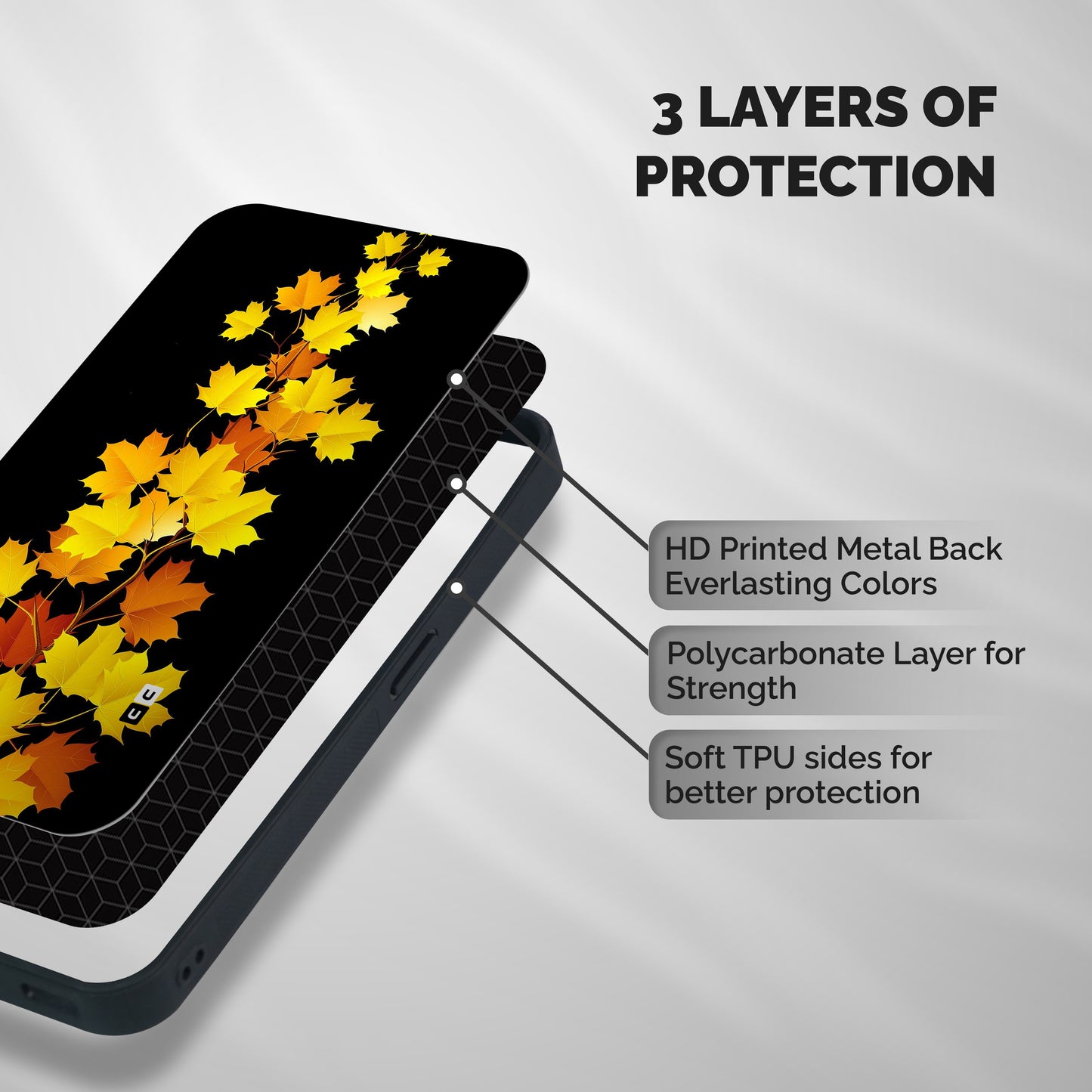 Autumn Forest Leaves Shockproof Hybrid Protection (Metal + TPU) Back Case Cover