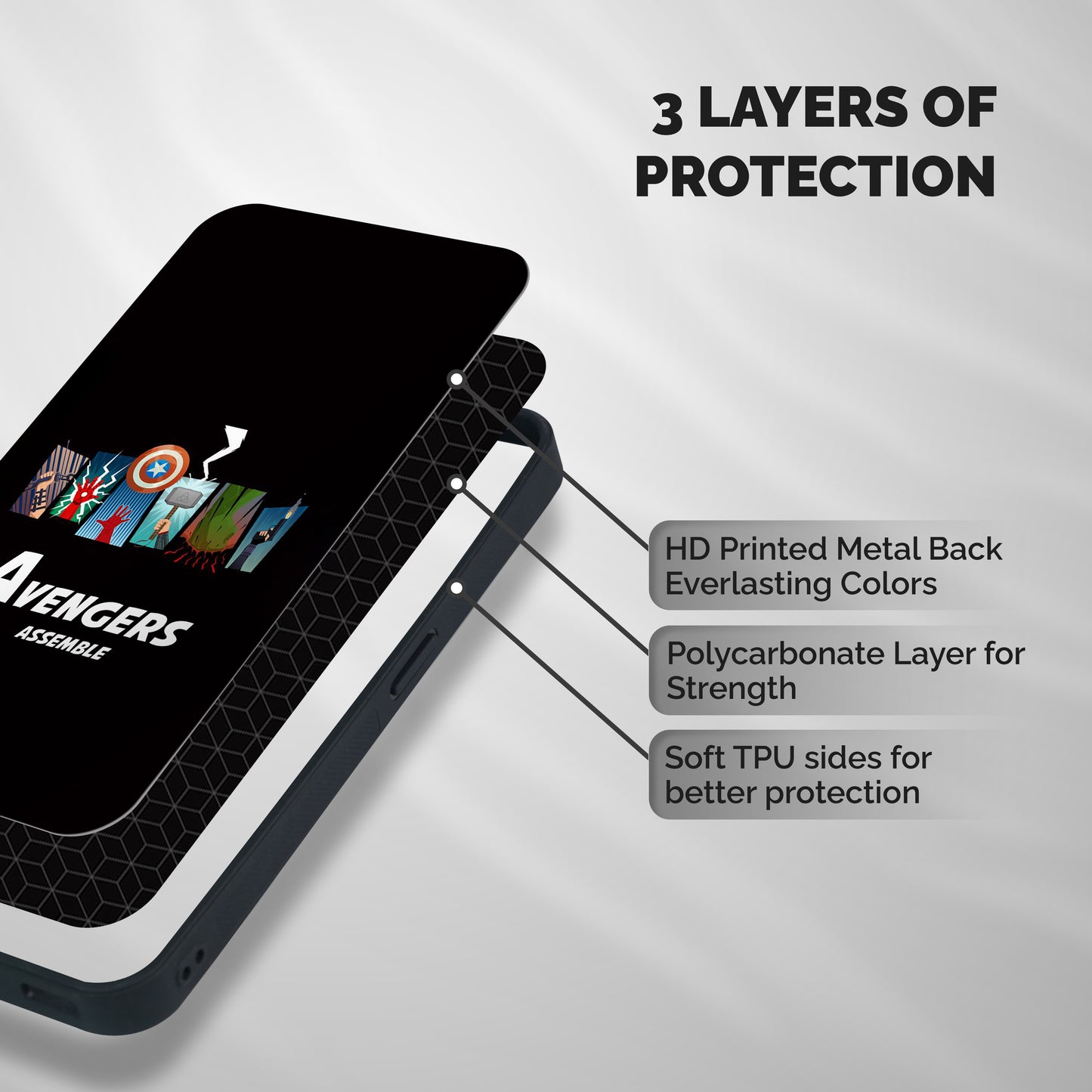 Avengers Assemble Shockproof Hybrid Protection (Metal + TPU) Back Case Cover