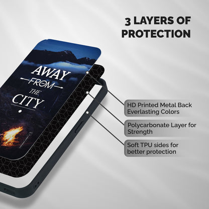 Away From City Shockproof Hybrid Protection (Metal + TPU) Back Case Cover