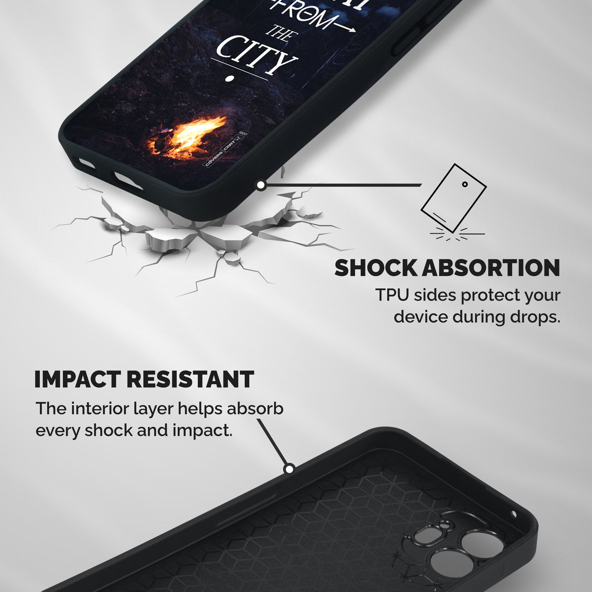 Away From City Shockproof Hybrid Protection (Metal + TPU) Back Case Cover