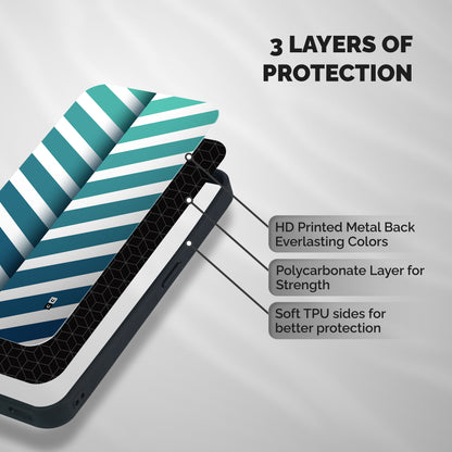 Awesome Angular Stripes Shockproof Hybrid Protection (Metal + TPU) Back Case Cover