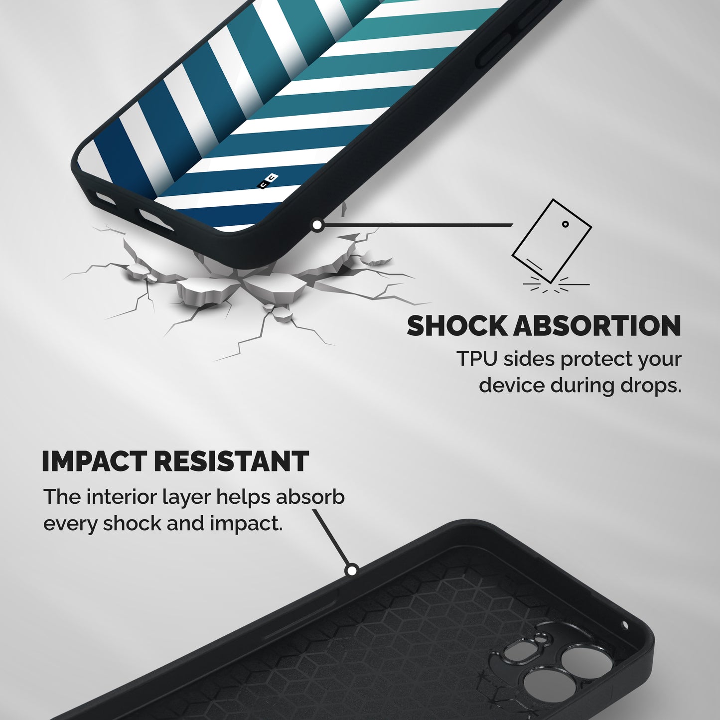 Awesome Angular Stripes Shockproof Hybrid Protection (Metal + TPU) Back Case Cover