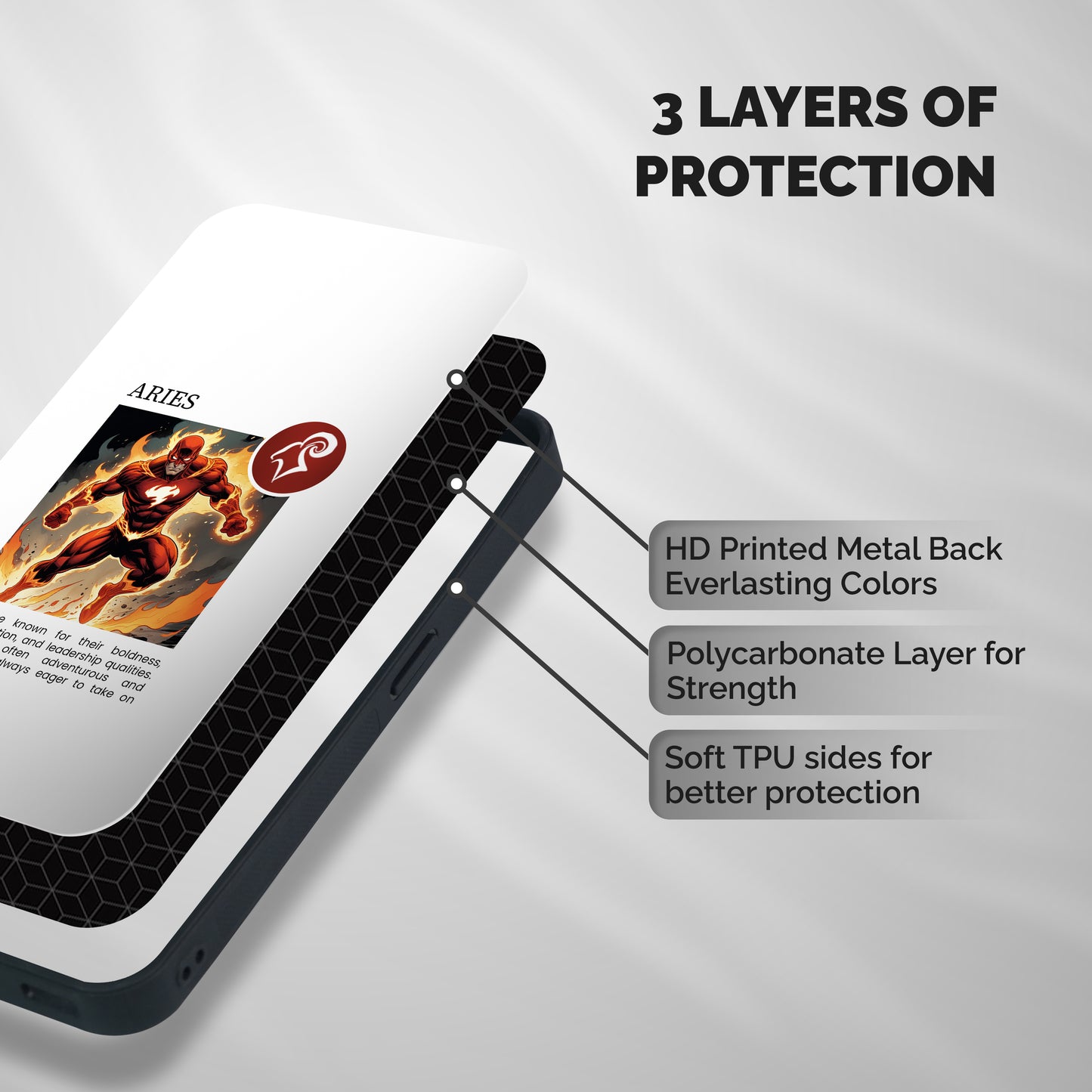 Awesome Aries Shockproof Hybrid Protection (Metal + TPU) Back Case Cover