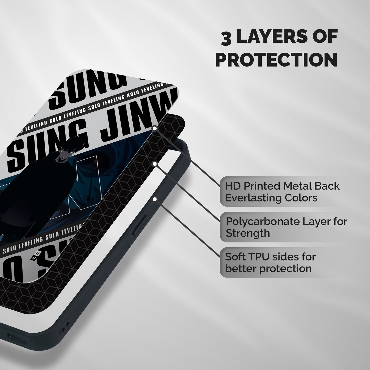 Awesome Jinwoo Rage Shockproof Hybrid Protection (Metal + TPU) Back Case Cover