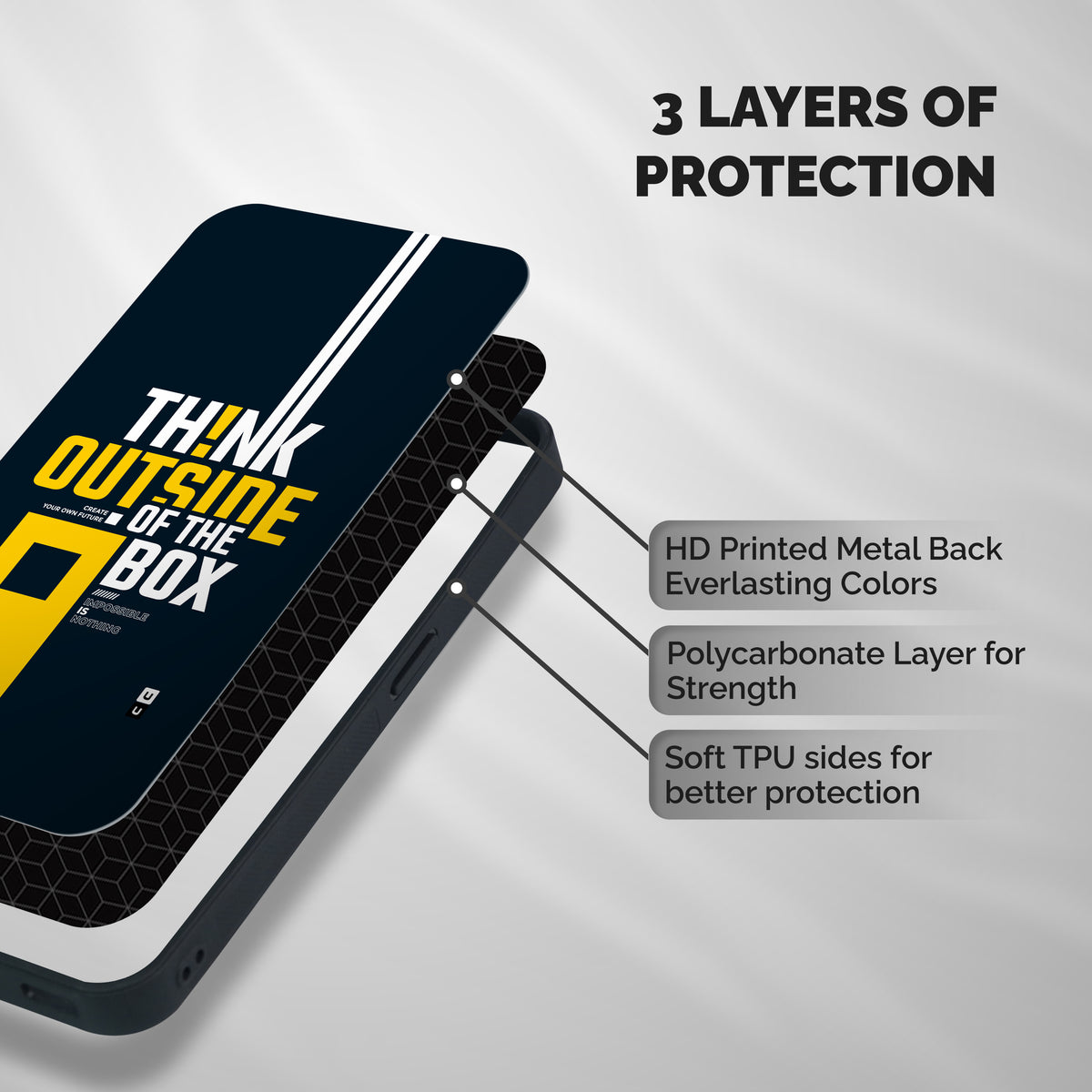 Awesome Think Out Side Shockproof Hybrid Protection (Metal + TPU) Back Case Cover