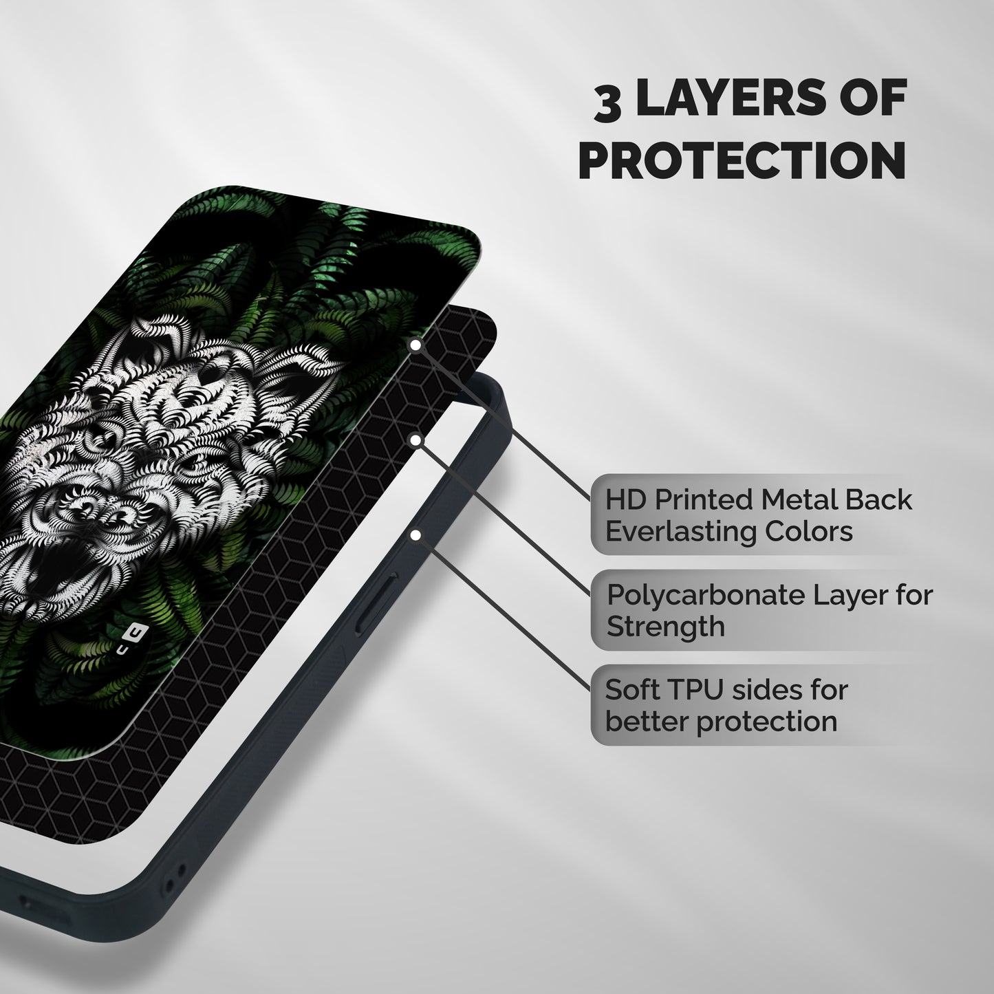 Aztec Art Tiger Shockproof Hybrid Protection (Metal + TPU) Back Case Cover