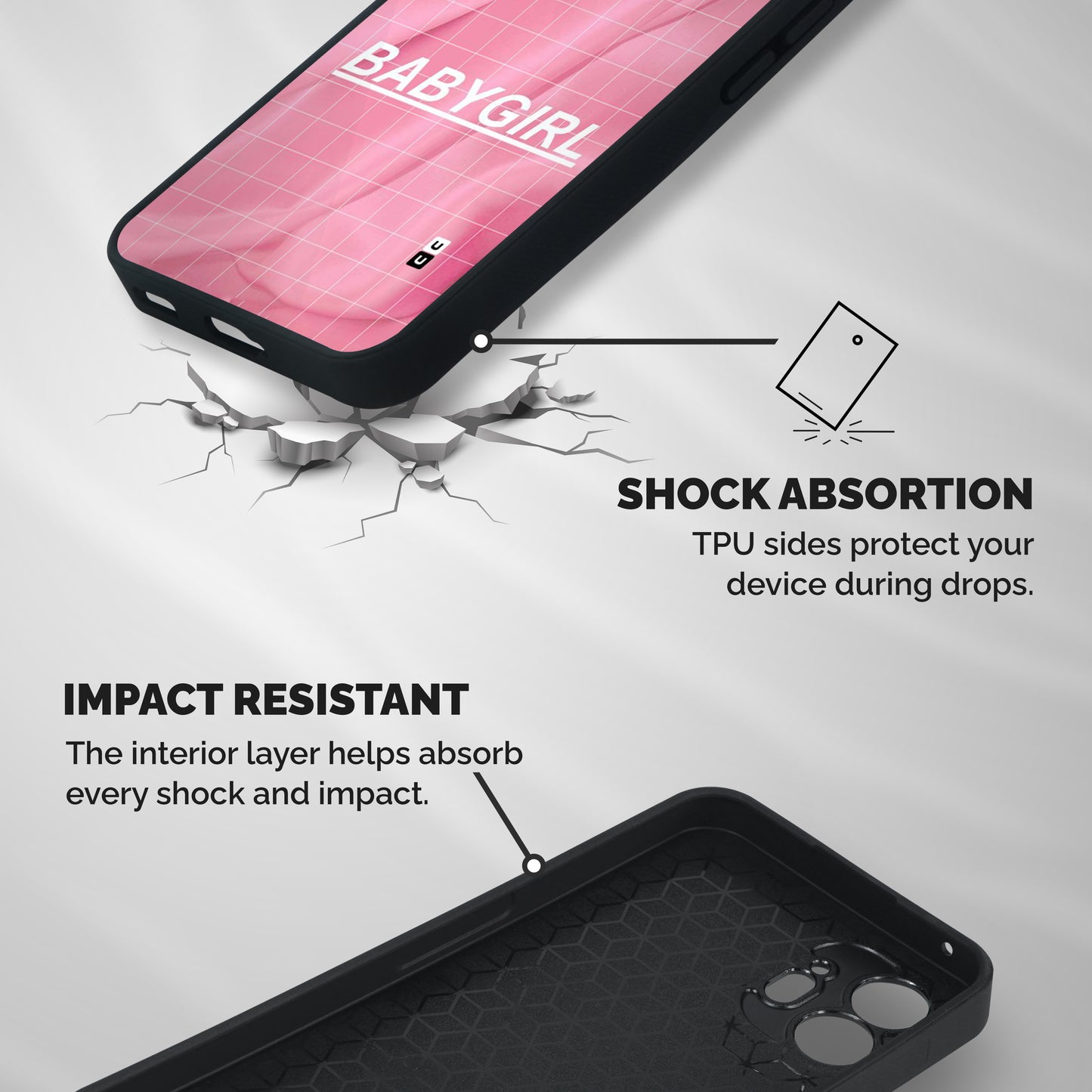 Baby Girl Check Shockproof Hybrid Protection (Metal + TPU) Back Case Cover