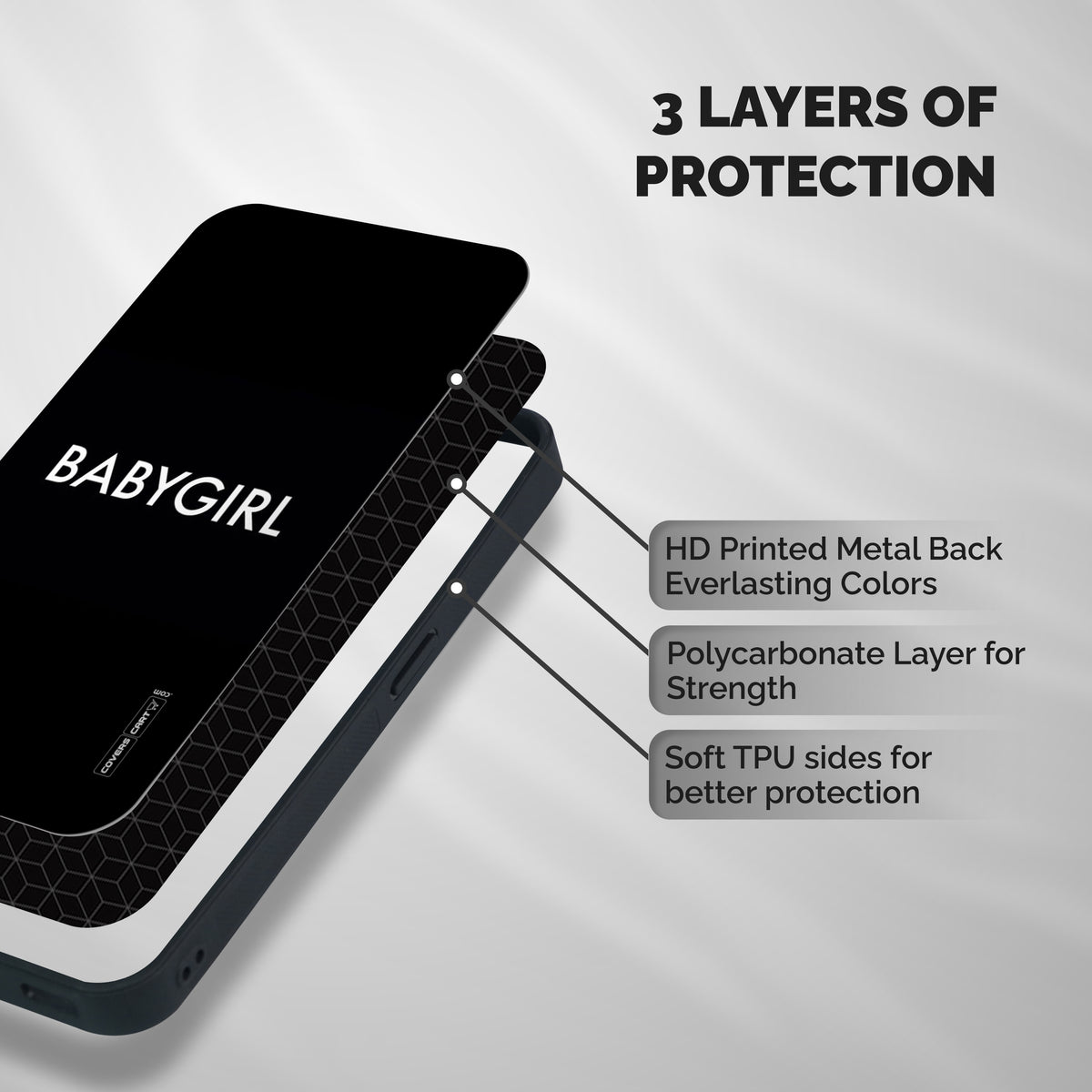 Baby Girl Shockproof Hybrid Protection (Metal + TPU) Back Case Cover