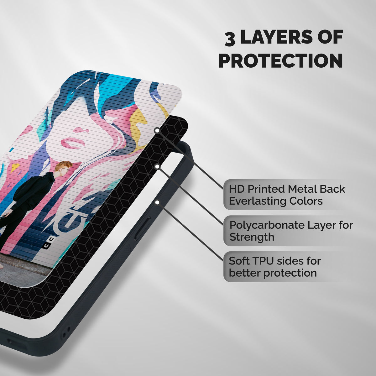 Backpacker Shockproof Hybrid Protection (Metal + TPU) Back Case Cover