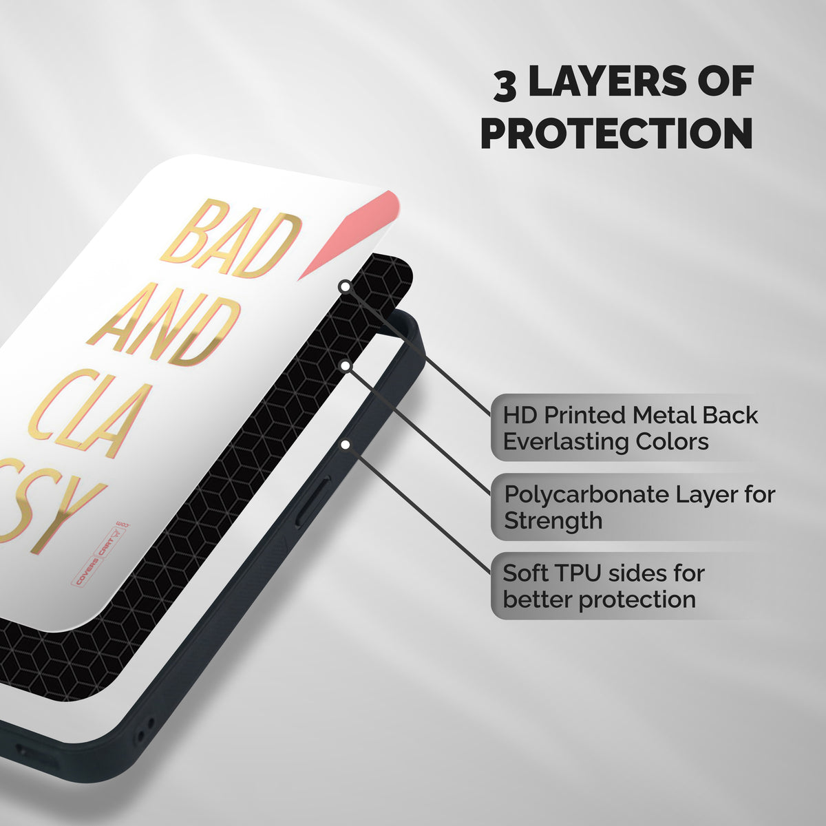 Bad And Classy Shockproof Hybrid Protection (Metal + TPU) Back Case Cover