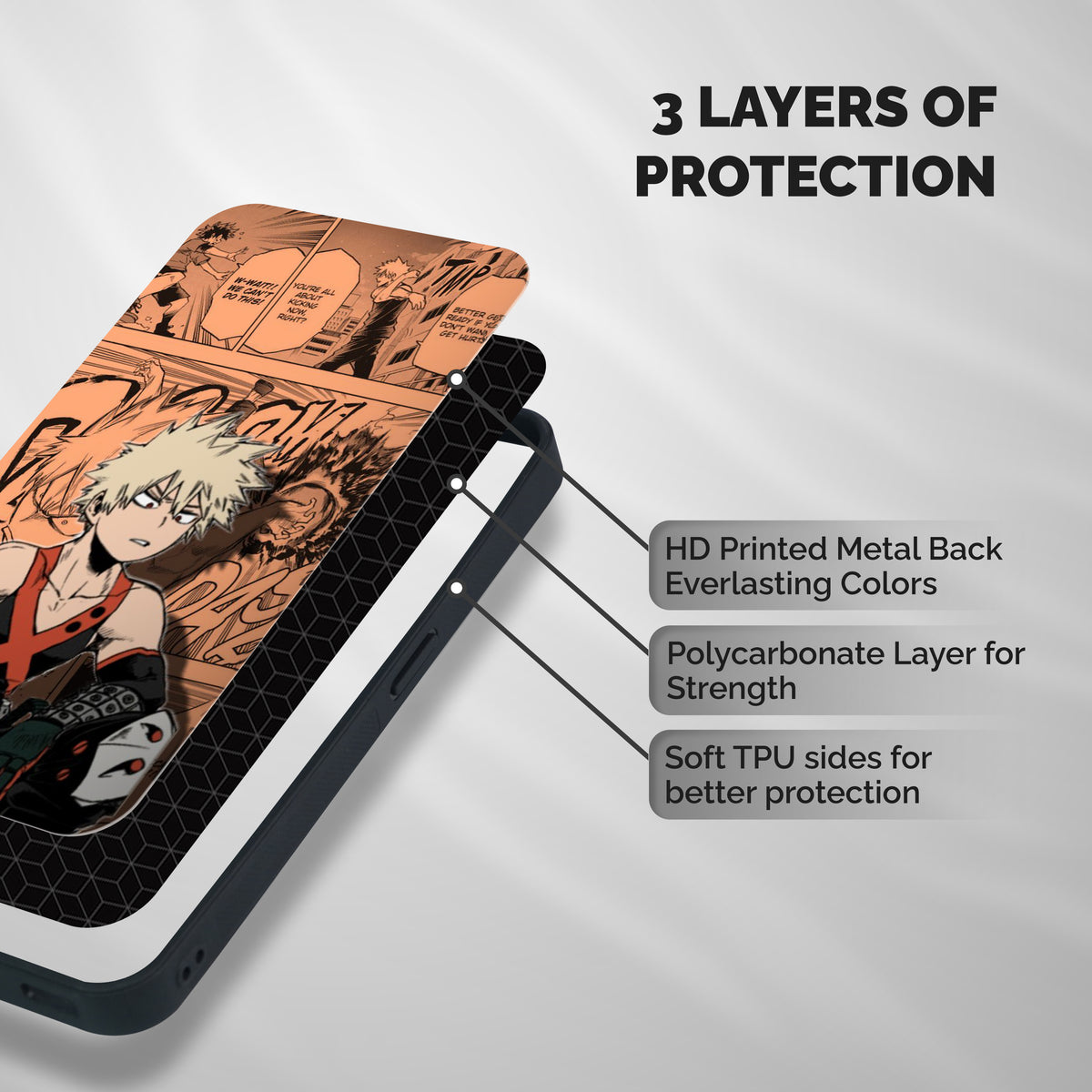 Bakugo Anime Manga Shockproof Hybrid Protection (Metal + TPU) Back Case Cover