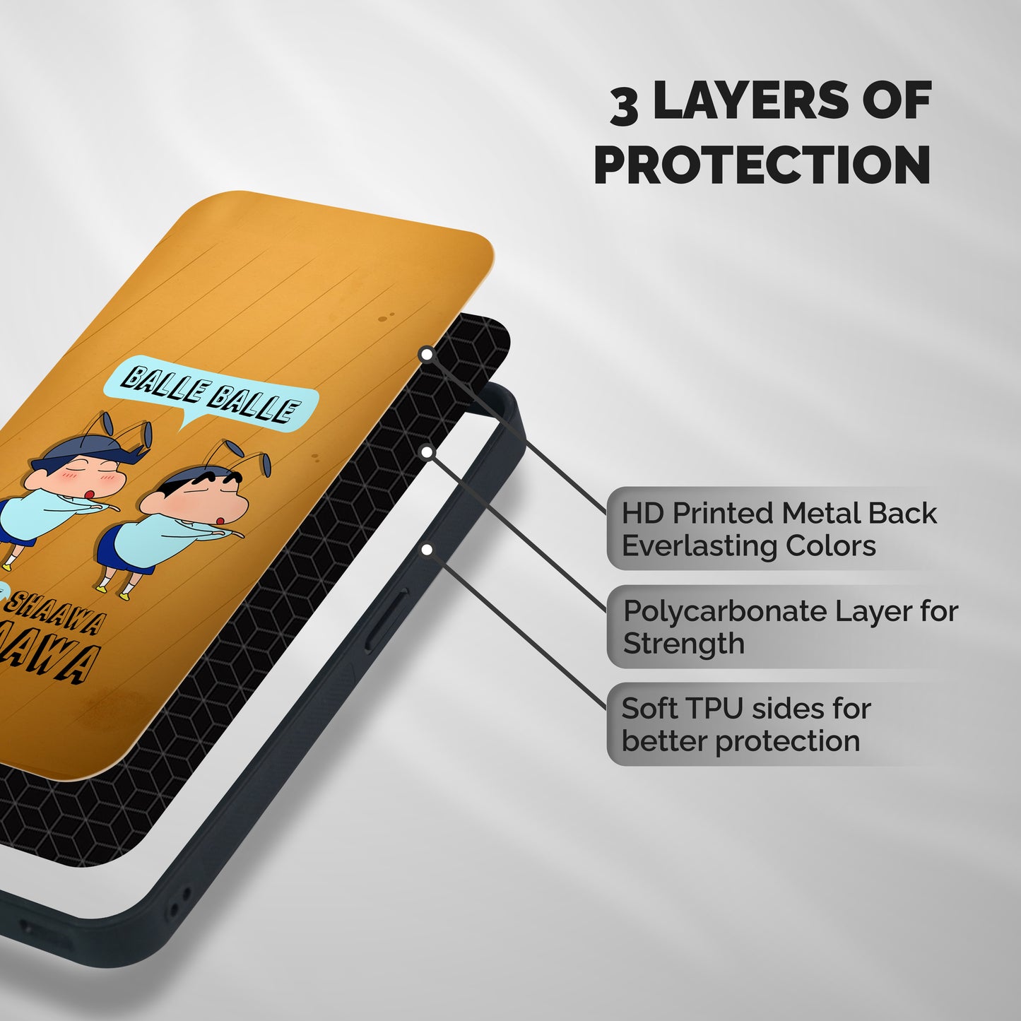 Balle Balle Shinchan Shockproof Hybrid Protection (Metal + TPU) Back Case Cover