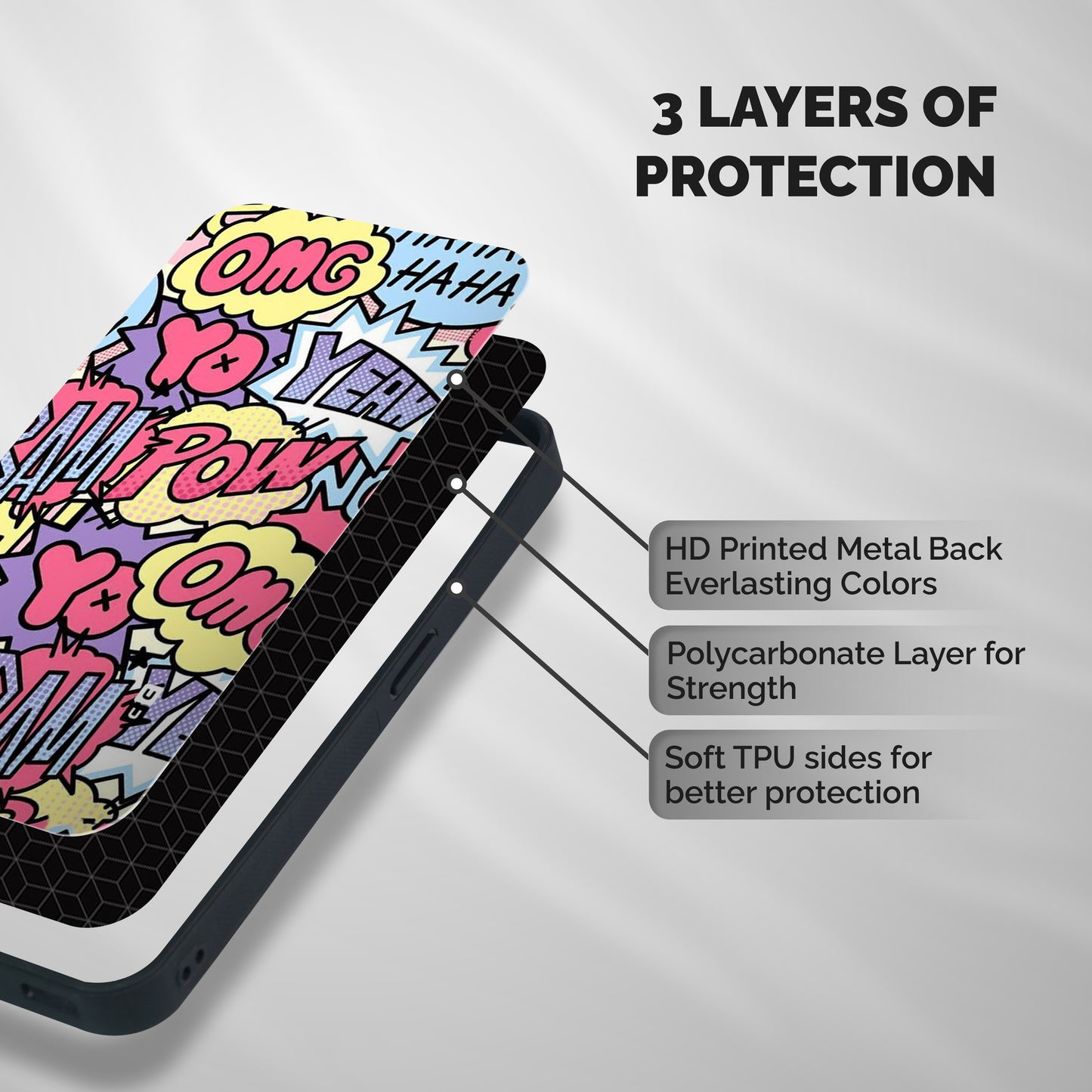Bam Omg Shockproof Hybrid Protection (Metal + TPU) Back Case Cover
