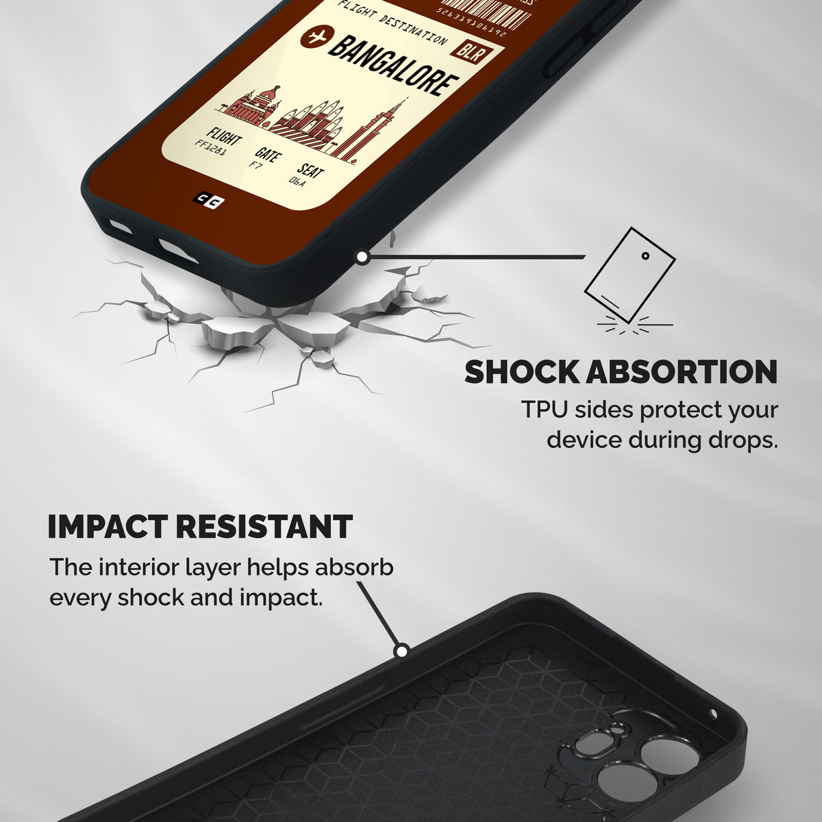 Bangalore Boarding Pass Shockproof Hybrid Protection (Metal + TPU) Back Case Cover