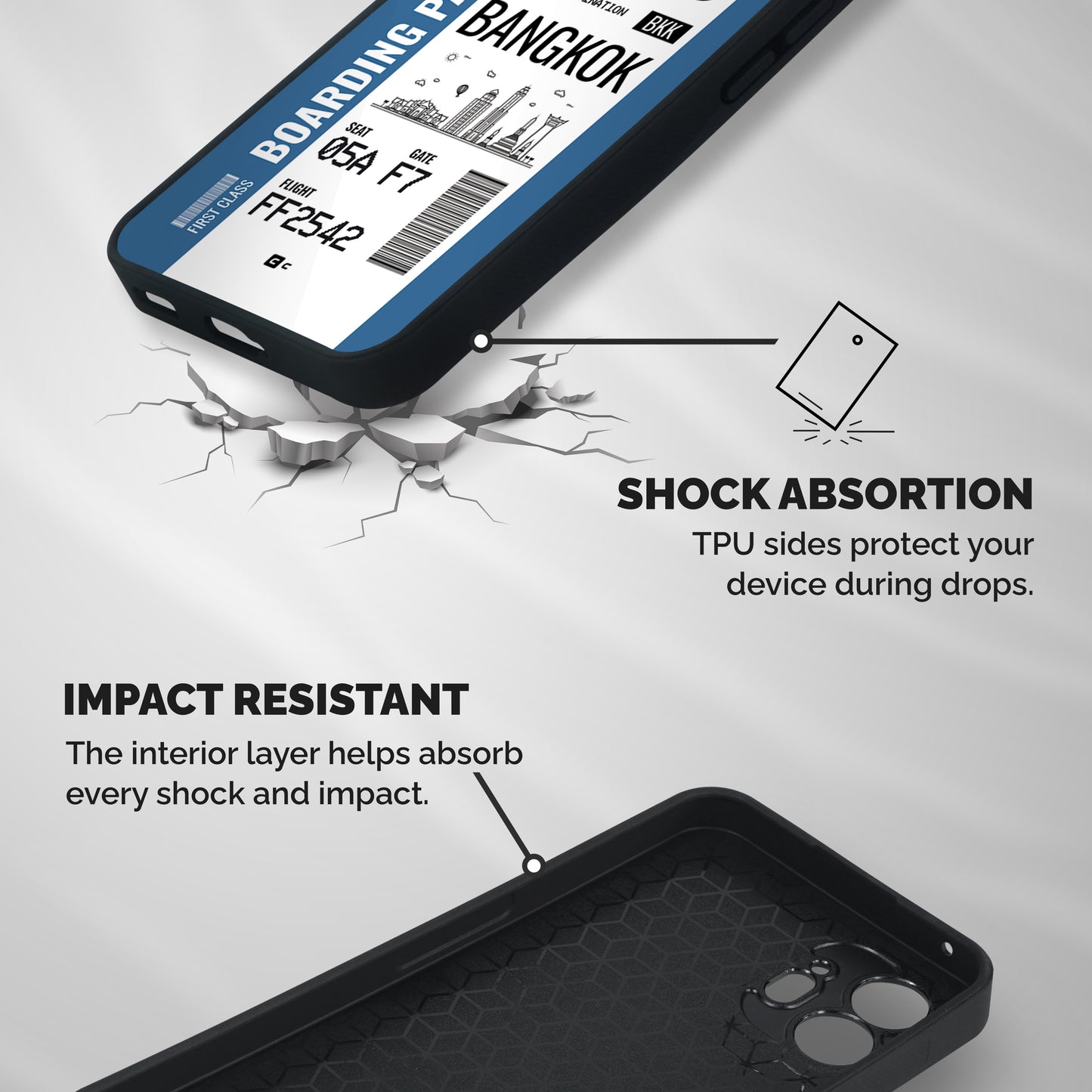 Bangkok Boarding Pass Shockproof Hybrid Protection (Metal + TPU) Back Case Cover