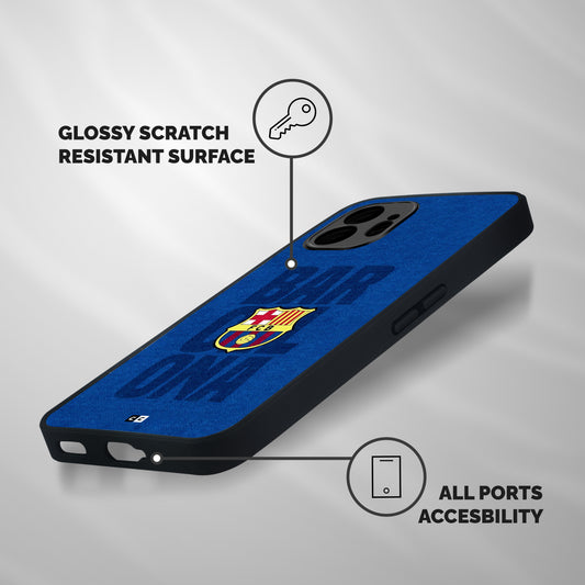 Barcelona Typography Shockproof Hybrid Protection (Metal + TPU) Back Case Cover