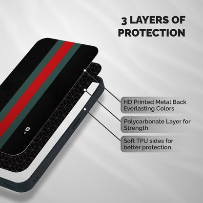 Basic Colored Stripes Shockproof Hybrid Protection (Metal + TPU) Back Case Cover