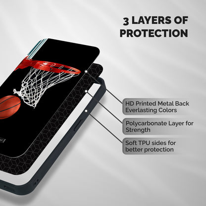 Basketball Shockproof Hybrid Protection (Metal + TPU) Back Case Cover
