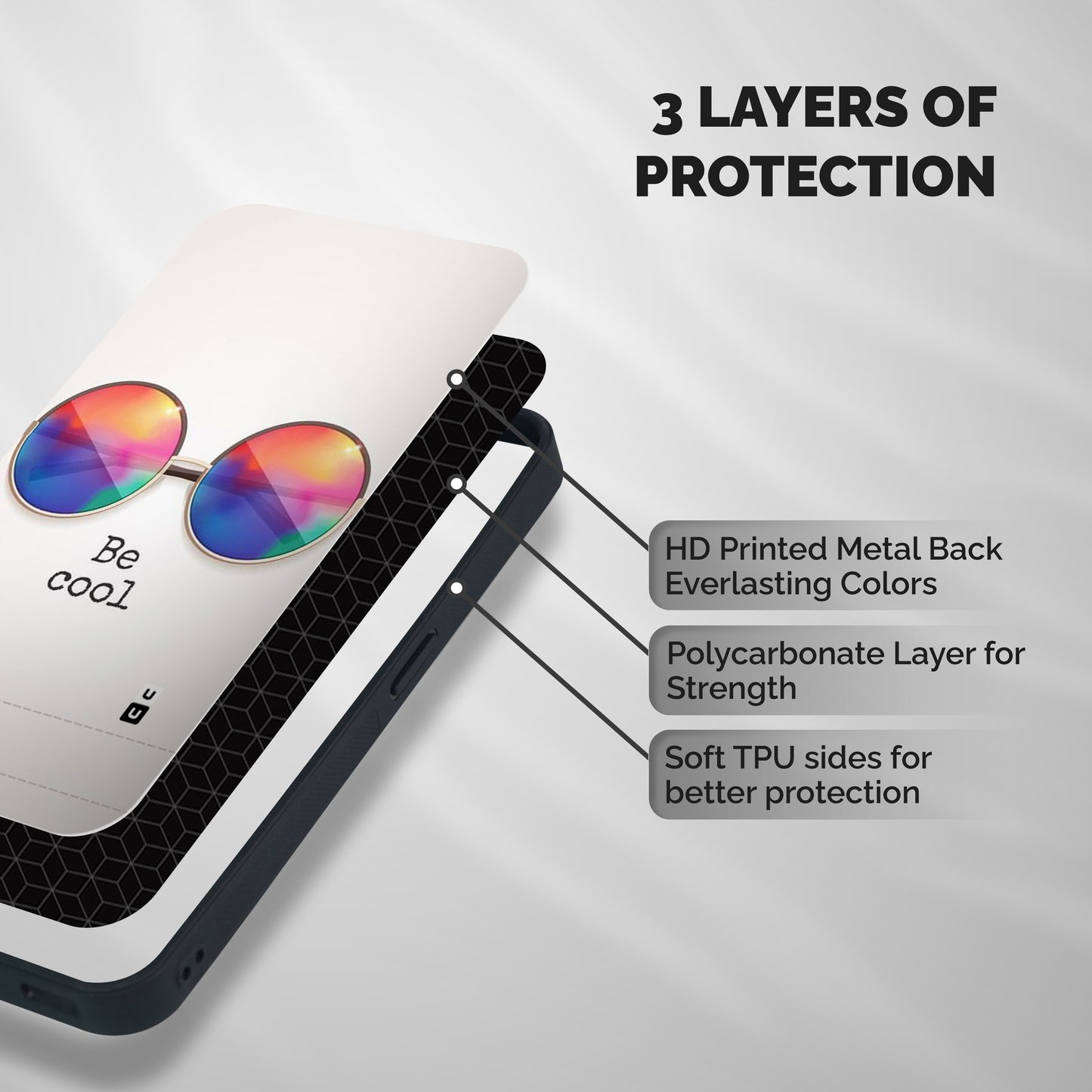 Be Cool Shockproof Hybrid Protection (Metal + TPU) Back Case Cover