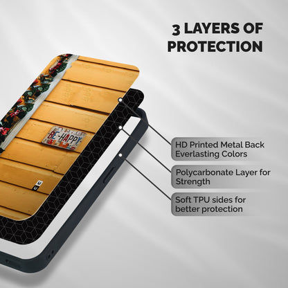 Be Happy Yellow Wall Shockproof Hybrid Protection (Metal + TPU) Back Case Cover