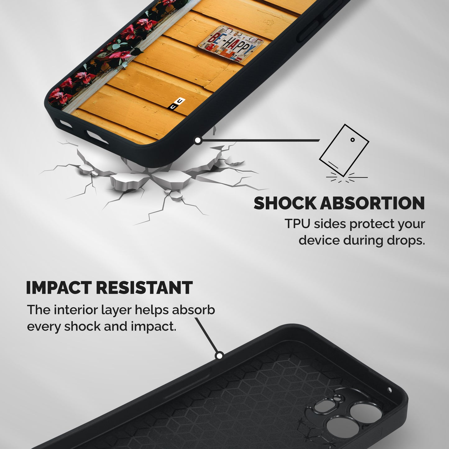 Be Happy Yellow Wall Shockproof Hybrid Protection (Metal + TPU) Back Case Cover
