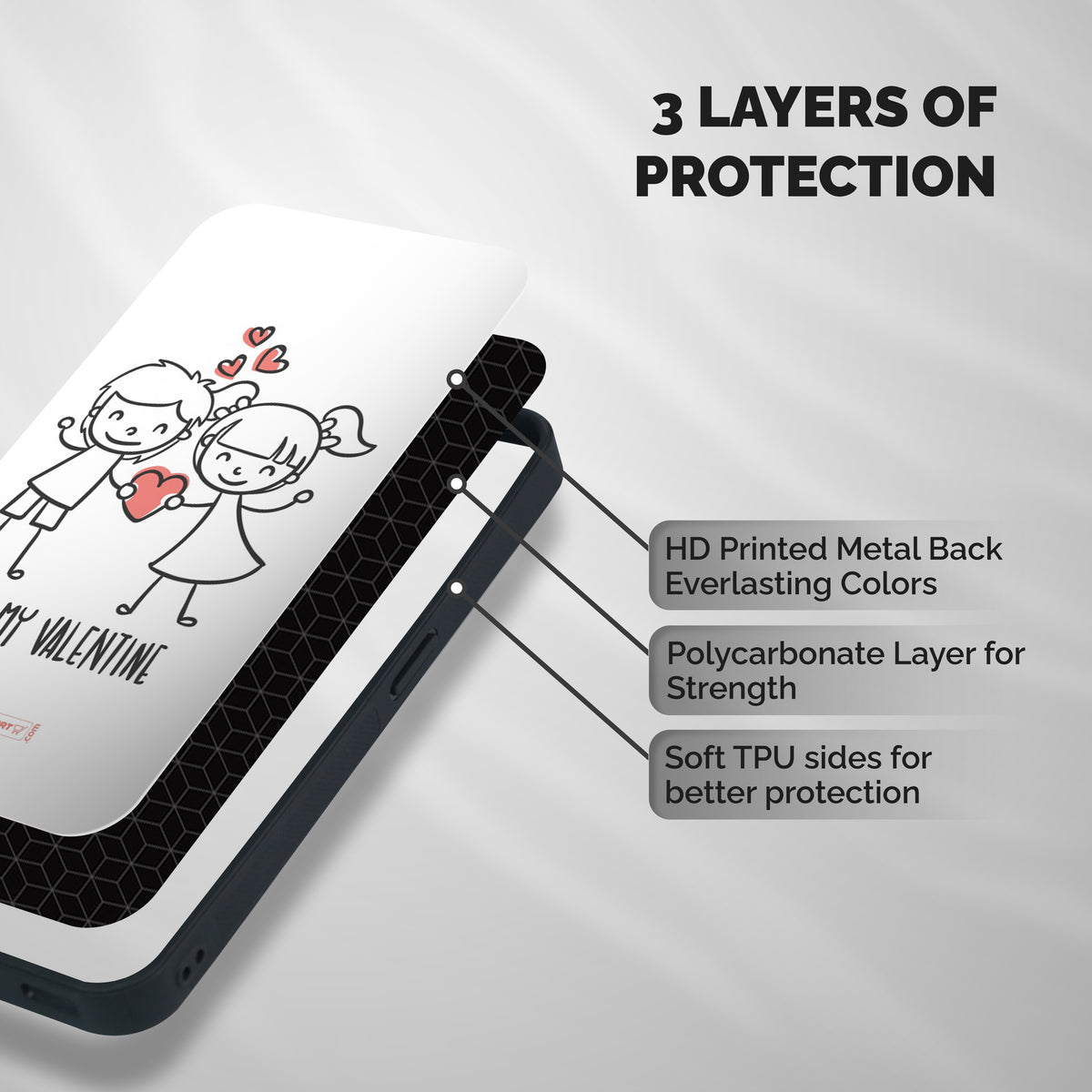 Be My Valentine Shockproof Hybrid Protection (Metal + TPU) Back Case Cover