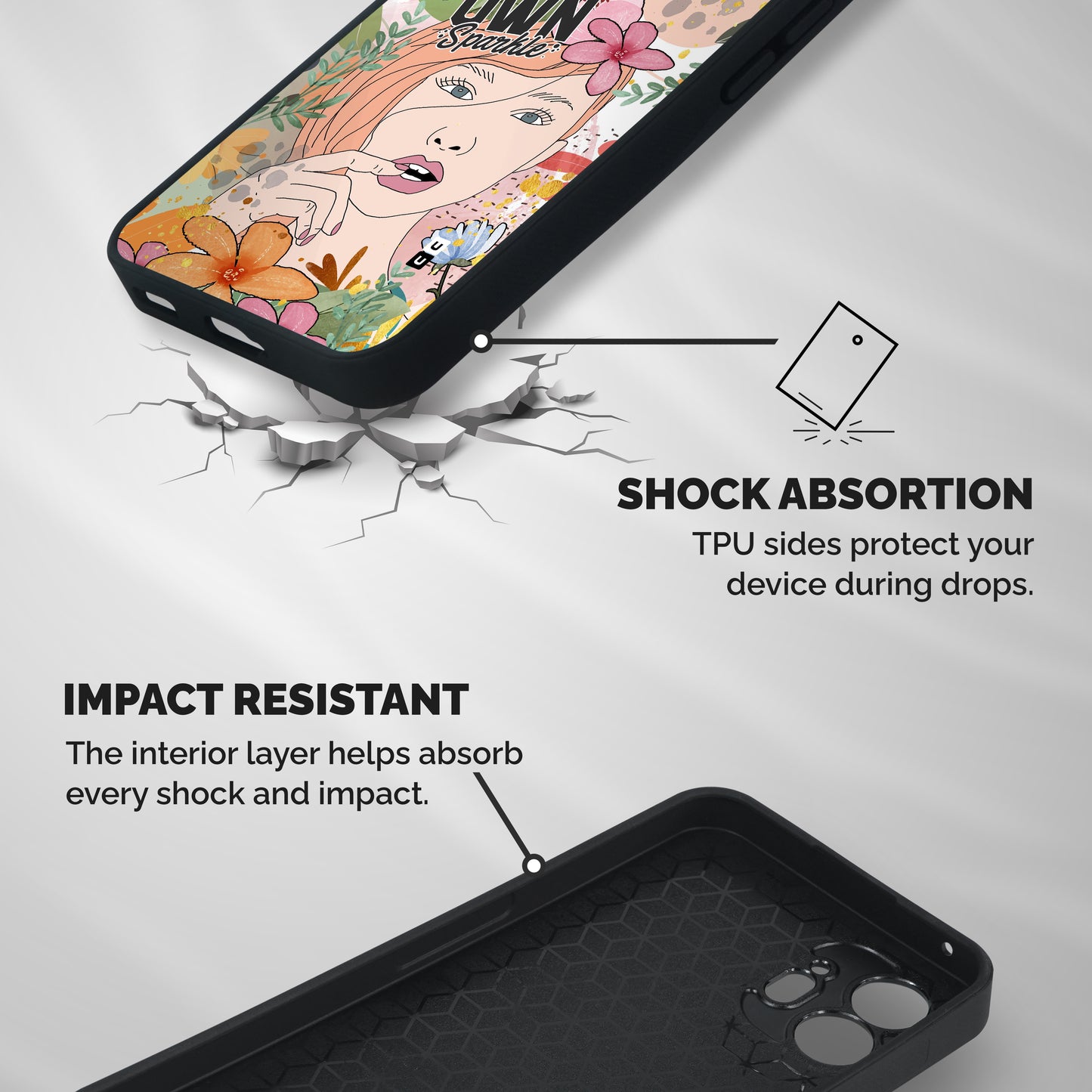 Be Your Own Sparkle Shockproof Hybrid Protection (Metal + TPU) Back Case Cover