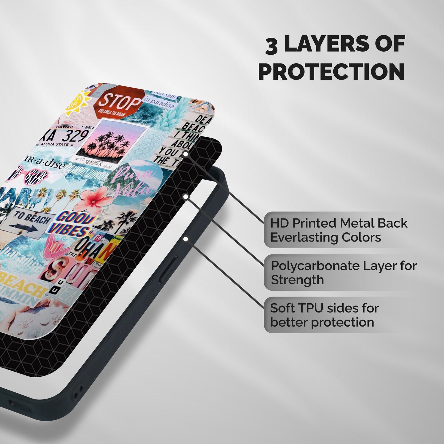 Beaching Life Shockproof Hybrid Protection (Metal + TPU) Back Case Cover