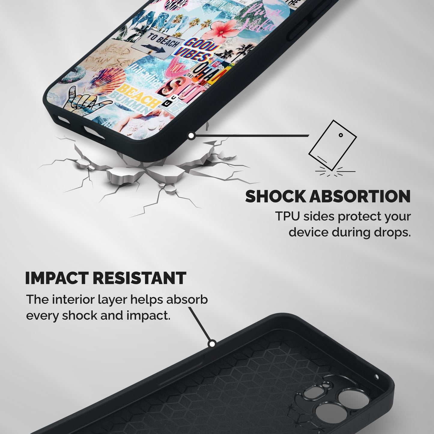 Beaching Life Shockproof Hybrid Protection (Metal + TPU) Back Case Cover