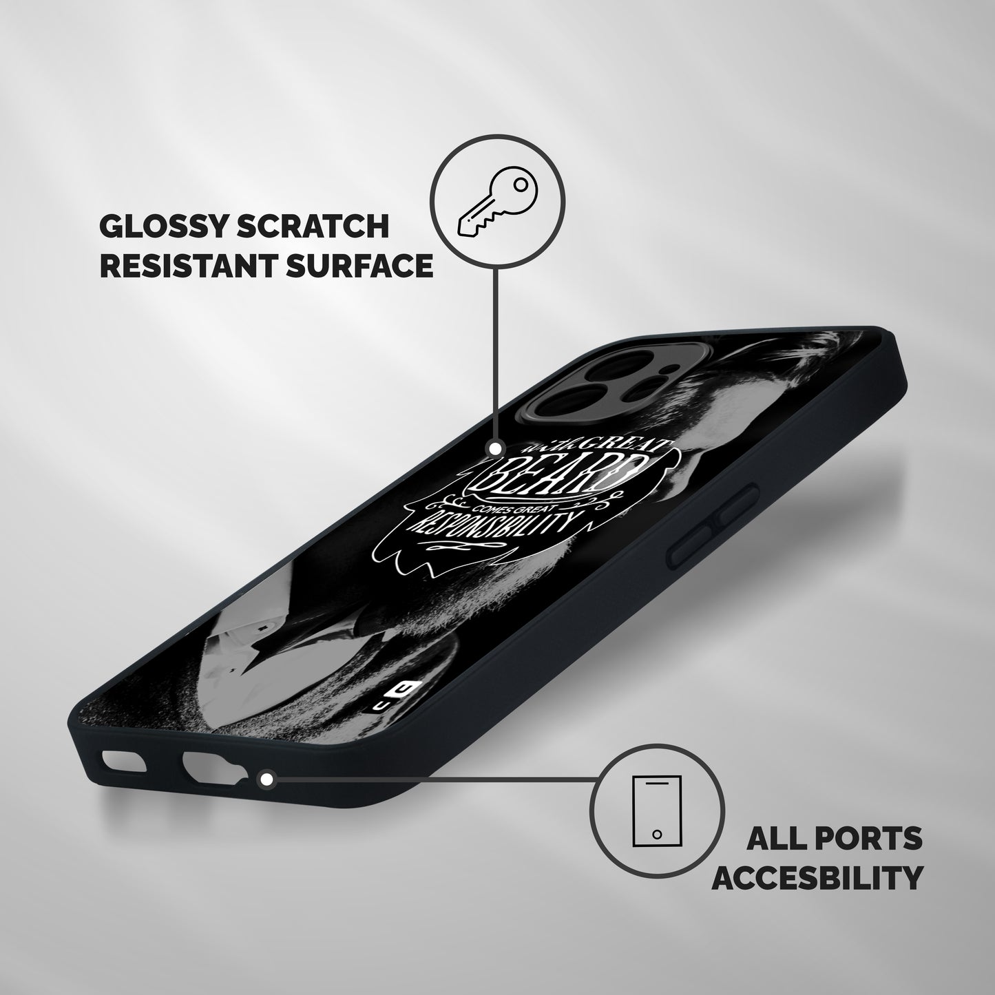 Beard Responsibility Quote Shockproof Hybrid Protection (Metal + TPU) Back Case Cover
