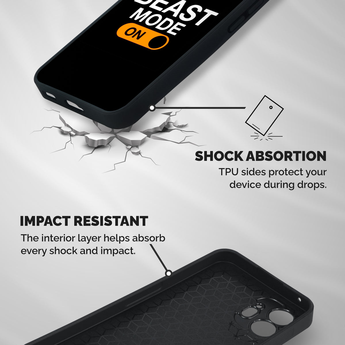 Beast Mode Switched On Shockproof Hybrid Protection (Metal + TPU) Back Case Cover