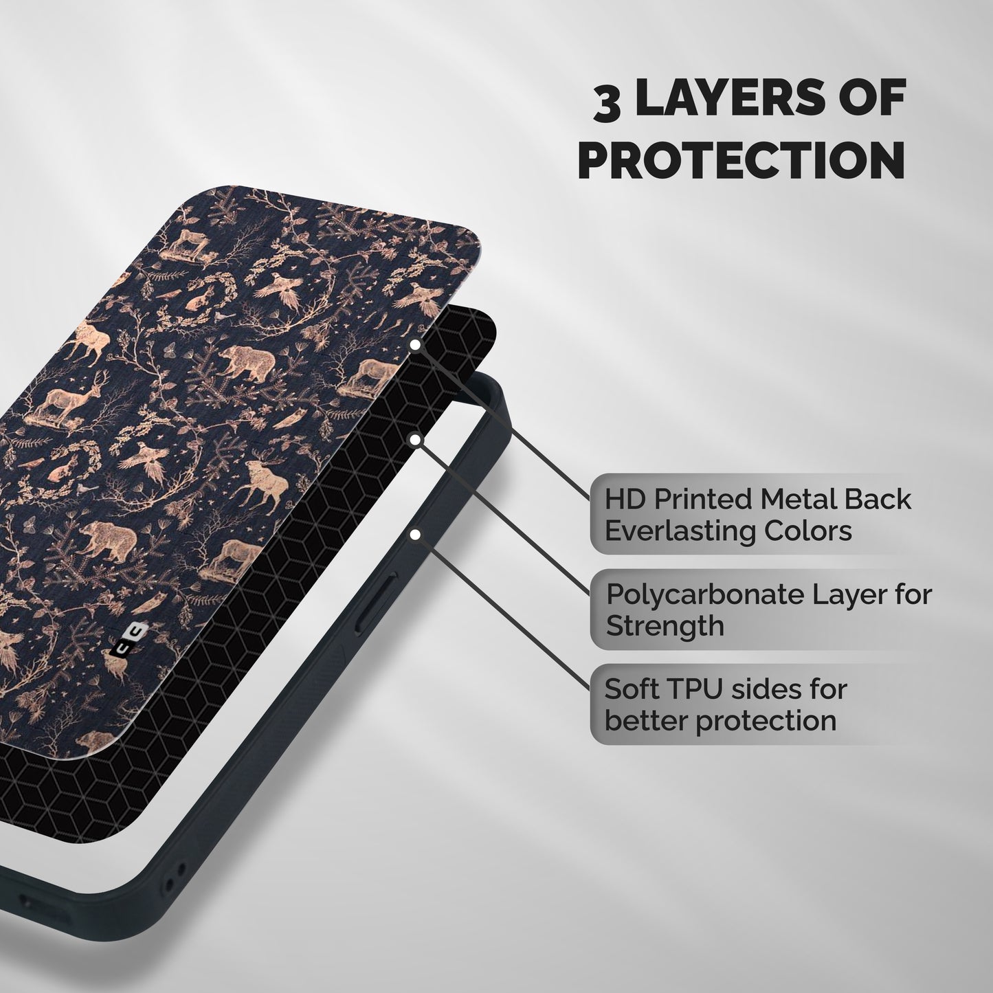 Beautiful Animal Design Shockproof Hybrid Protection (Metal + TPU) Back Case Cover