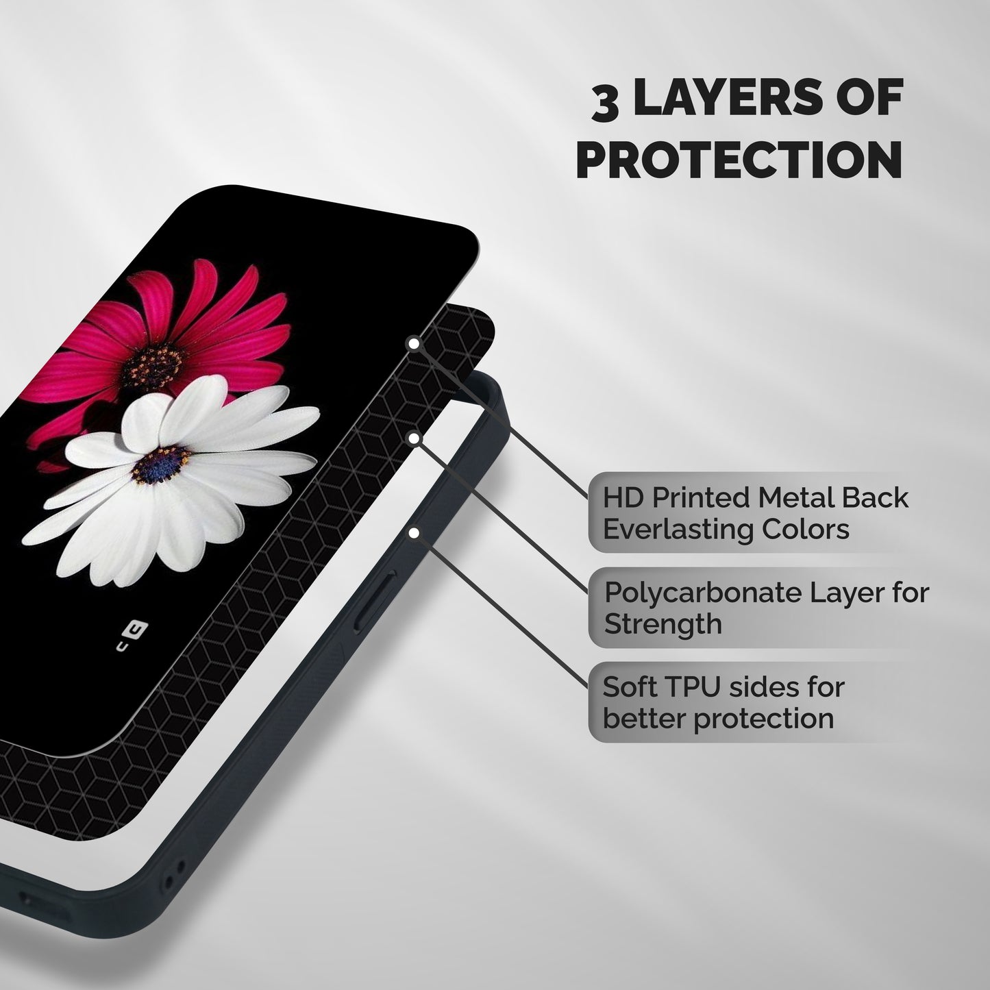 Beautiful Blooming Shockproof Hybrid Protection (Metal + TPU) Back Case Cover