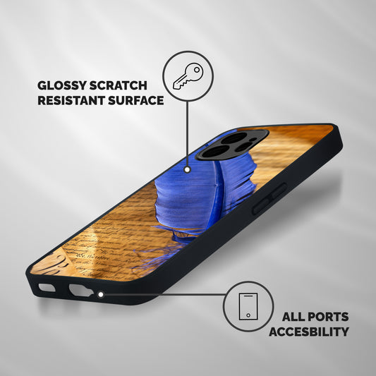 Beautiful Blue Feather Shockproof Hybrid Protection (Metal + TPU) Back Case Cover