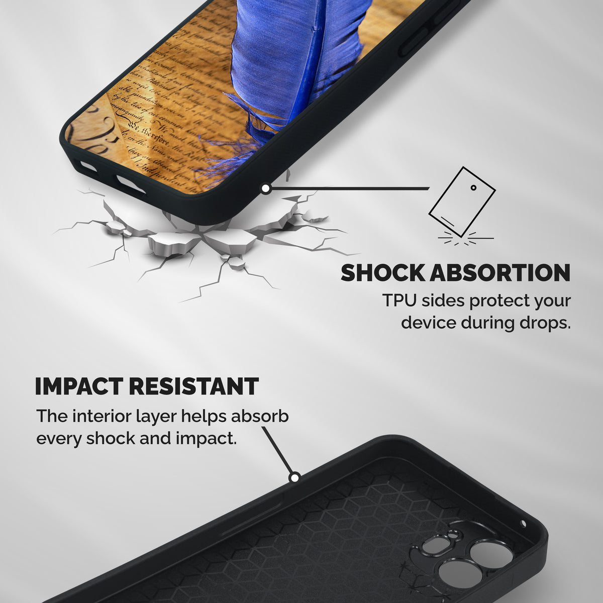 Beautiful Blue Feather Shockproof Hybrid Protection (Metal + TPU) Back Case Cover
