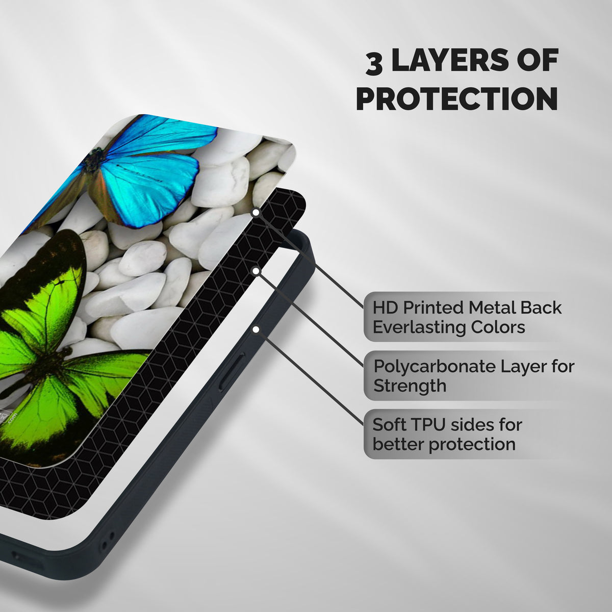 Beautiful Butterflies Shockproof Hybrid Protection (Metal + TPU) Back Case Cover
