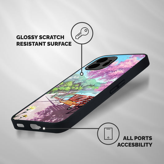 Beautiful Cherry Blossom Landscape Shockproof Hybrid Protection (Metal + TPU) Back Case Cover