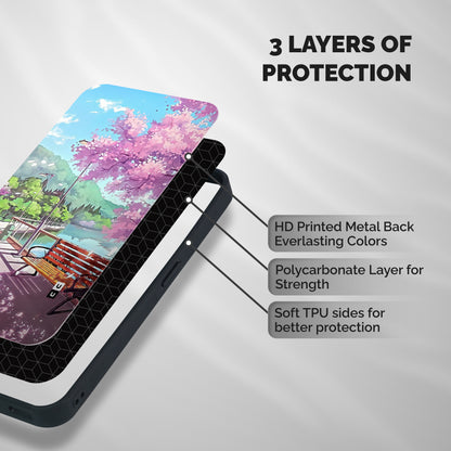 Beautiful Cherry Blossom Landscape Shockproof Hybrid Protection (Metal + TPU) Back Case Cover