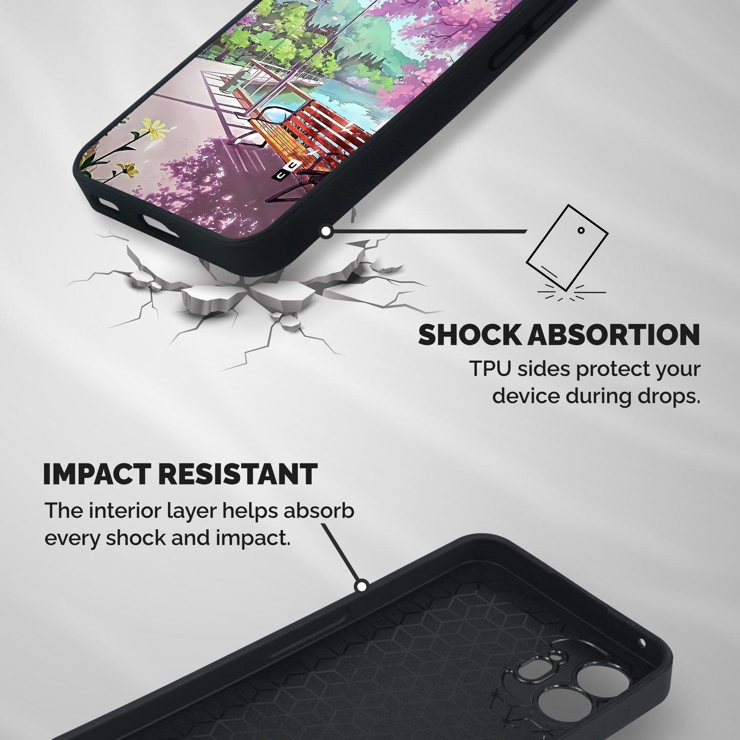 Beautiful Cherry Blossom Landscape Shockproof Hybrid Protection (Metal + TPU) Back Case Cover