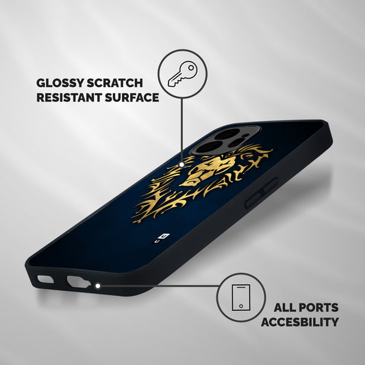 Beautiful Golden Lion Design Shockproof Hybrid Protection (Metal + TPU) Back Case Cover