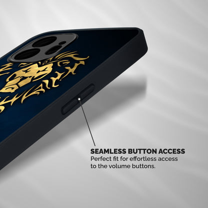 Beautiful Golden Lion Design Shockproof Hybrid Protection (Metal + TPU) Back Case Cover