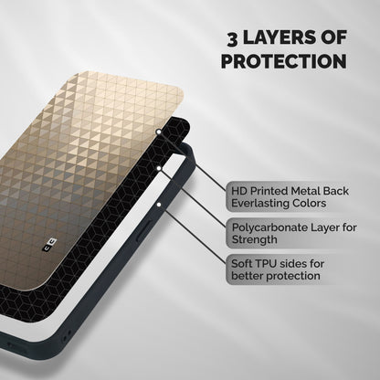 Beautiful Golden Pattern Shockproof Hybrid Protection (Metal + TPU) Back Case Cover