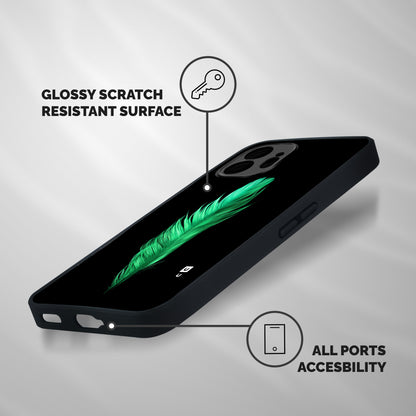 Beautiful Green Feather Shockproof Hybrid Protection (Metal + TPU) Back Case Cover