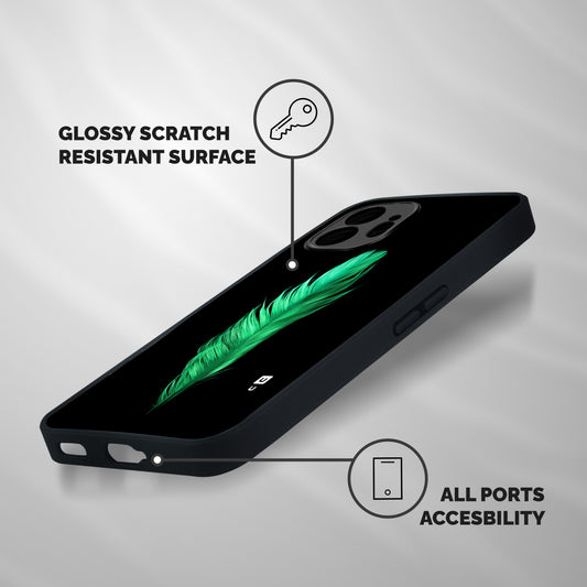 Beautiful Green Feather Shockproof Hybrid Protection (Metal + TPU) Back Case Cover