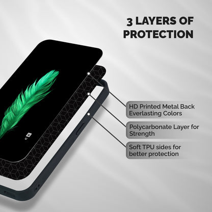 Beautiful Green Feather Shockproof Hybrid Protection (Metal + TPU) Back Case Cover