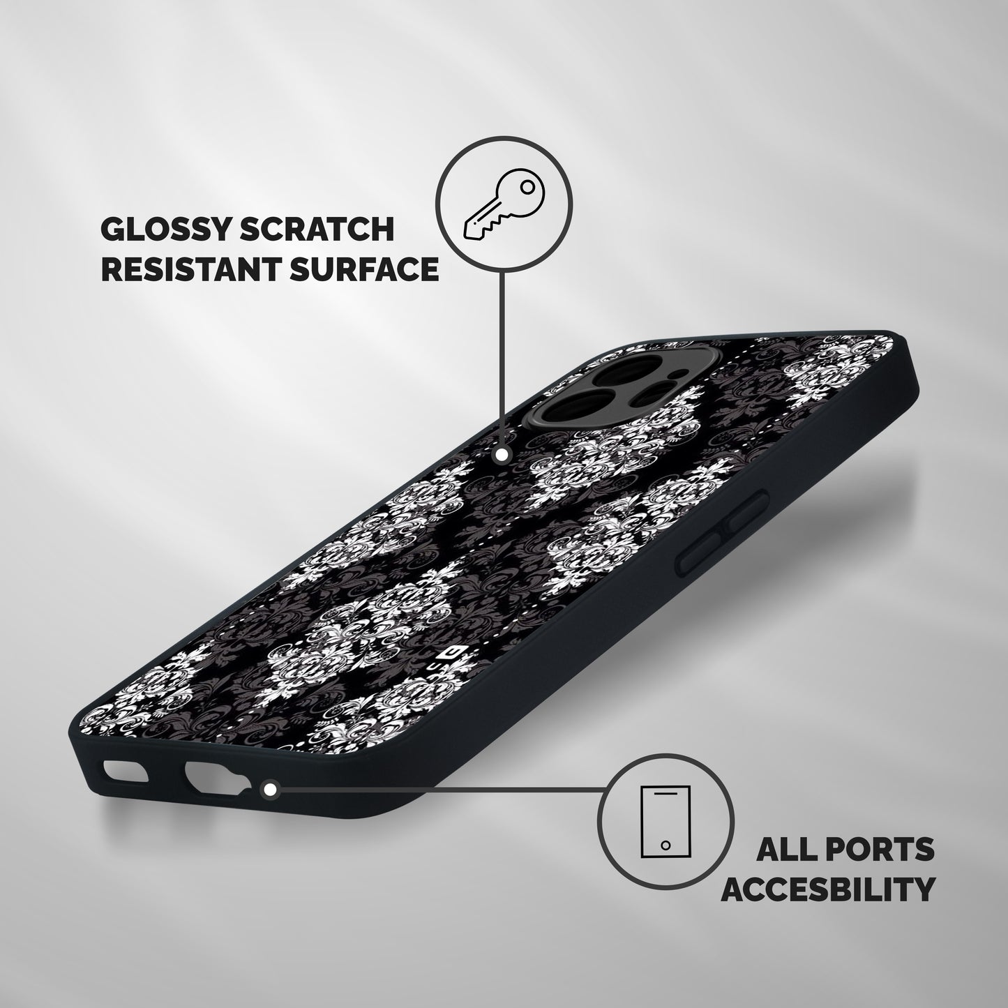 Beautiful Grey Pattern Shockproof Hybrid Protection (Metal + TPU) Back Case Cover
