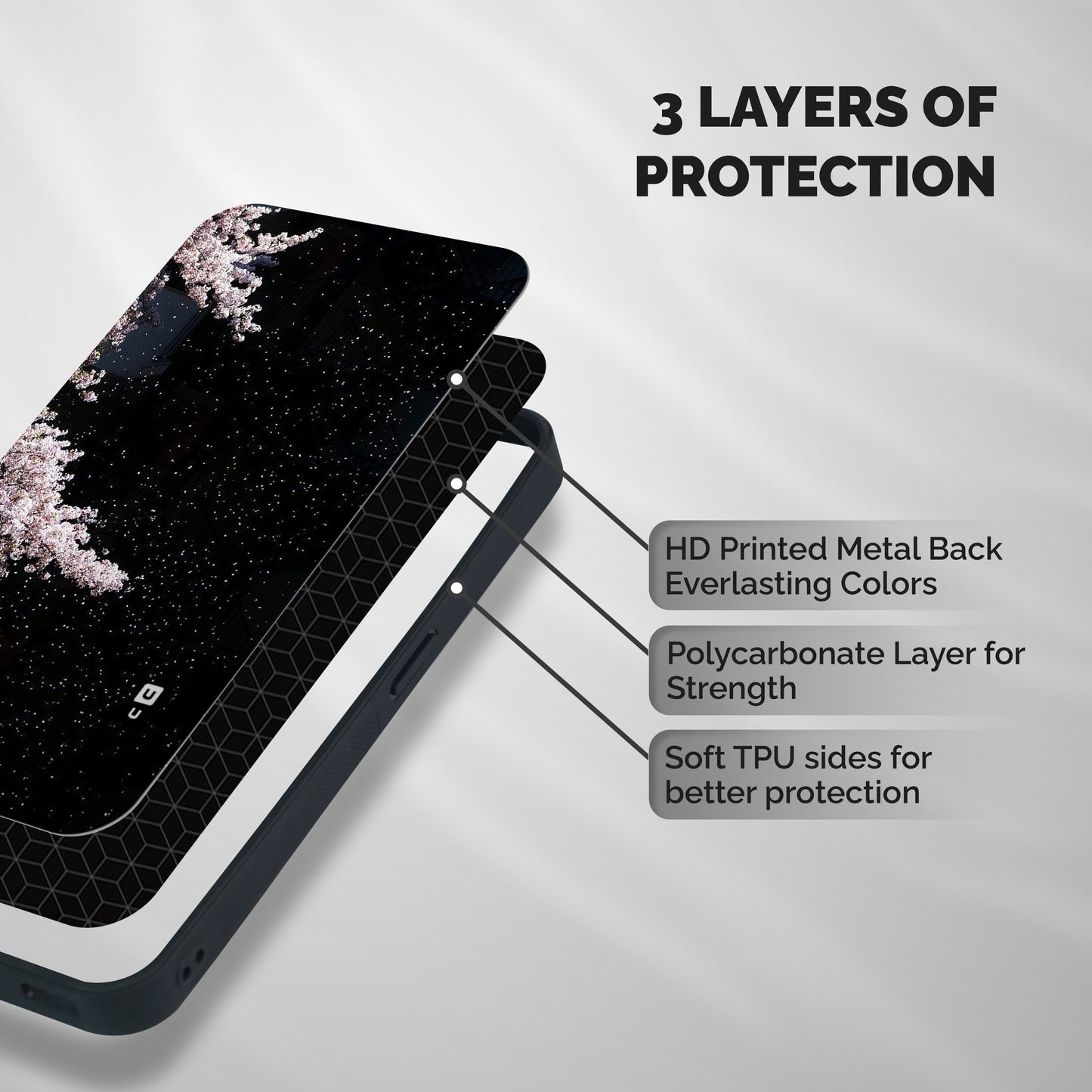 Beautiful Night Sky Flowers Shockproof Hybrid Protection (Metal + TPU) Back Case Cover