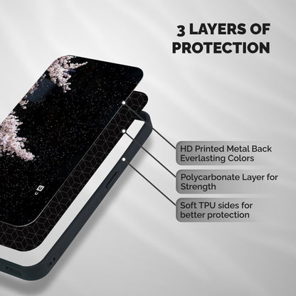 Beautiful Night Sky Flowers Shockproof Hybrid Protection (Metal + TPU) Back Case Cover