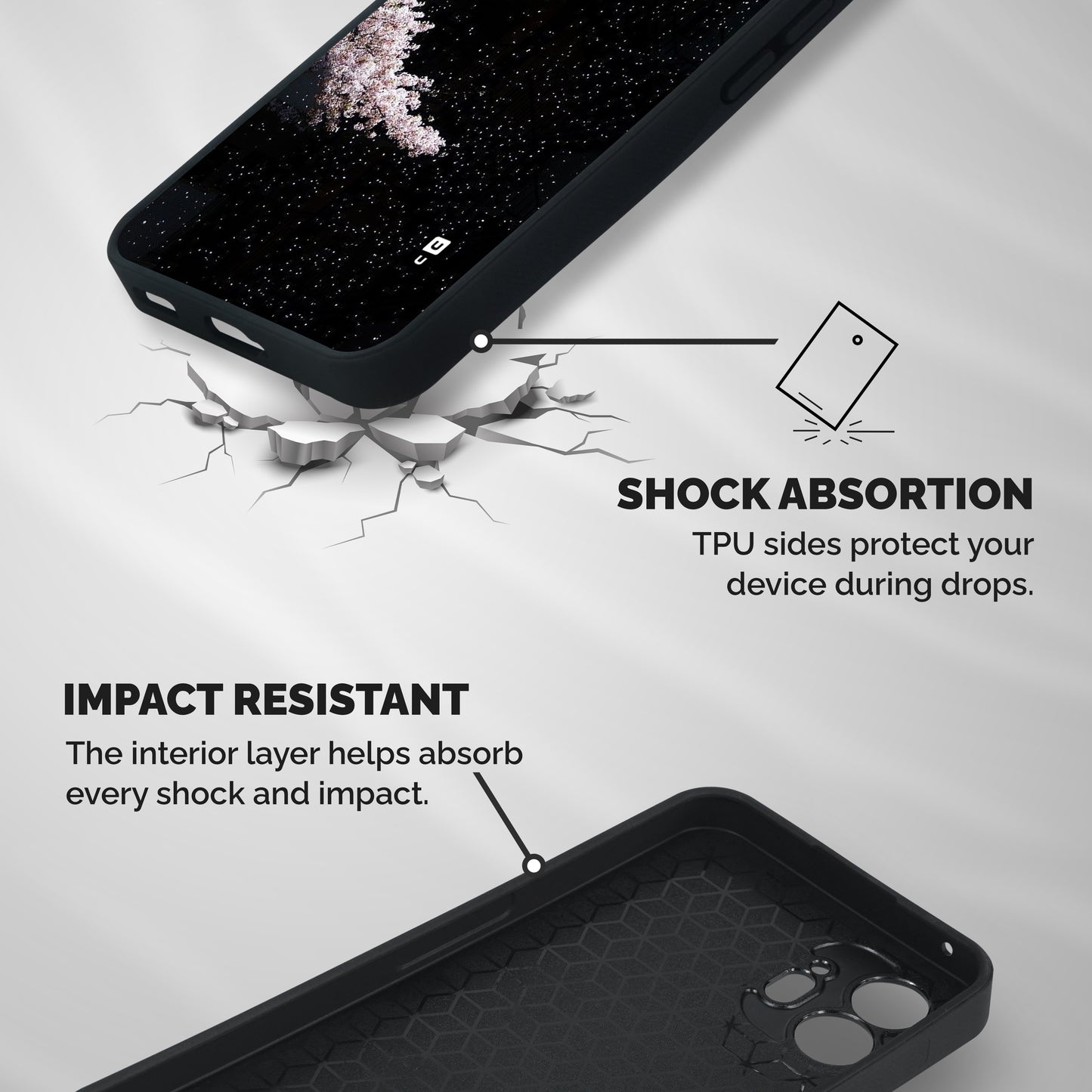 Beautiful Night Sky Flowers Shockproof Hybrid Protection (Metal + TPU) Back Case Cover